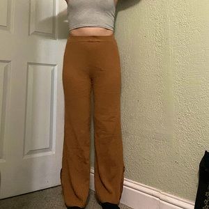 Dark orange ribbed straight-leg pants; Size: XS; Brand: Calligraphie